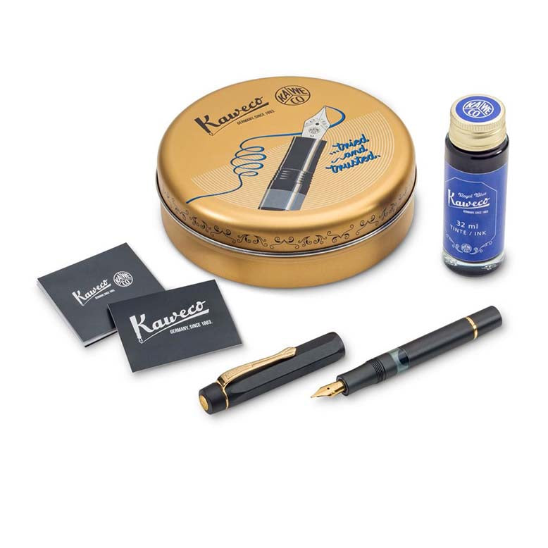 Kaweco Piston Sport AL-Black and Gold Starter Set